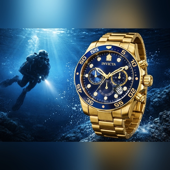 Invicta Pro Diver 0073 Chronograph 48mm Gold Blue Men’s Watch